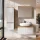 Set di mobili da bagno ARISA con mobile alto bianco scanalato - Con armadio a specchio "ARIA" e lavabo da appoggio in ceramica bianca da 60 cm