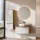 Ensemble de meubles de salle de bains ARISA avec armoire haute en blanc strié – Avec miroir Nova à LED et lavabo à poser en céramique blanche de 42 cm