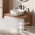 Ensemble de meubles de salle de bains ARISA avec armoire haute en blanc strié – Avec miroir Nova à LED et lavabo à poser en céramique blanche de 42 cm