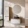 Ensemble de meubles de salle de bains ARISA avec armoire haute en blanc strié – Avec miroir Nova LED et lavabo à poser en céramique noire de 55 cm