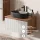 Ensemble de meubles de salle de bains ARISA avec armoire haute en blanc strié – Avec miroir Nova LED et lavabo à poser en céramique noire de 55 cm