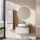 Ensemble de meubles de salle de bains ARISA avec armoire haute en blanc strié – Avec miroir LED Nova et lavabo à poser en céramique blanche de 55 cm