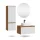 Ensemble de meubles de salle de bains ARISA avec armoire haute en blanc strié – Avec miroir LED Nova et lavabo à poser en céramique blanche de 55 cm
