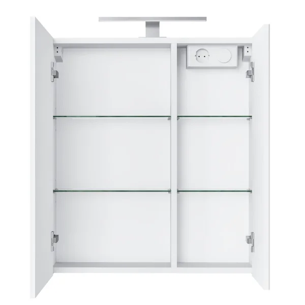 Badmöbel Set mit Spiegelschrank und Waschtisch mit Schubladen – 60 cm / weiß