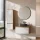 Ensemble de meubles de salle de bains ARISA avec armoire haute en blanc strié – Avec miroir LED Veluna et lavabo à poser en céramique noire de 55 cm