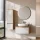 Ensemble de meubles de salle de bains ARISA avec armoire haute en blanc strié – Avec miroir LED Veluna et lavabo à poser en céramique blanche de 60 cm