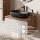 Ensemble de meubles de salle de bains ARISA avec armoire haute en blanc strié – Avec miroir LED Veluna et lavabo à poser en céramique blanche de 60 cm