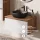 Ensemble de meubles de salle de bains ARISA avec armoire haute blanche – Avec miroir LED Veluna et lavabo à poser en céramique noire de 42 cm
