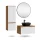 Ensemble de meubles de salle de bains ARISA avec armoire haute blanche – Avec miroir LED Veluna et lavabo à poser en céramique noire de 42 cm