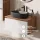 Ensemble de meubles de salle de bains ARISA avec armoire haute blanche – Avec miroir LED Veluna et lavabo à poser en céramique noire de 55 cm
