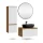 Ensemble de meubles de salle de bains ARISA avec armoire haute blanche – Avec miroir LED Veluna et lavabo à poser en céramique noire de 60 cm