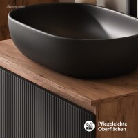 ARISA Waschtisch 80 cm Schwarz Geriffelt mit...