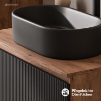 ARISA Waschtisch 80 cm Schwarz Geriffelt mit...