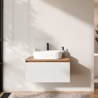 ARISA Waschtisch 80 cm Weiß Geriffelt mit...