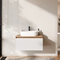 Lavabo ARISA da 80 cm bianco zigrinato con lavabo da...