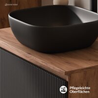 ARISA Waschtisch 80 cm Schwarz Geriffelt mit...