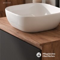 ARISA Waschtisch 80 cm Schwarz Geriffelt mit...