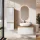 Set di mobili da bagno ARISA con armadio alto incluso - Con specchio a LED e lavabo da appoggio in ceramica