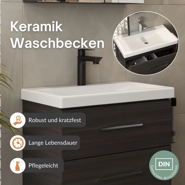 Badmöbel Set mit Spiegelschrank und Waschtisch mit Schubladen – 60 cm / anthrazit