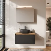 Set di mobili da bagno ARISA in nero - Con armadio a...