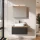 Ensemble de meubles de salle de bains ARISA en noir - Avec armoire de toilette « ARIA » et lavabo à poser en céramique blanche de 55 cm