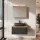 Ensemble de meubles de salle de bains ARISA noir strié - Avec armoire de toilette « ARIA » et lavabo à poser en céramique noir de 60 cm