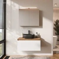Ensemble de meubles de salle de bains ARISA en blanc -...