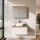 Ensemble de meubles de salle de bains ARISA en blanc - Avec armoire de toilette « ARIA » et lavabo à poser en céramique blanche de 42 cm