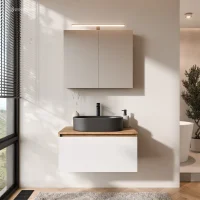 Ensemble de meubles de salle de bains ARISA en blanc -...