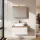 Ensemble de meubles de salle de bains ARISA en blanc - Avec armoire de toilette « ARIA » et lavabo à poser en céramique blanche de 55 cm