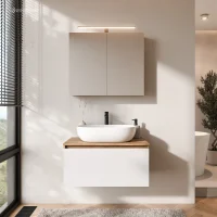 Ensemble de meubles de salle de bains ARISA en blanc -...