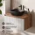 Ensemble de meubles de salle de bains ARISA en blanc strié - Avec armoire de toilette « ARIA » et lavabo à poser en céramique noire de 42 cm