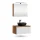 Ensemble de meubles de salle de bains ARISA en blanc strié - Avec armoire de toilette « ARIA » et lavabo à poser en céramique noire de 42 cm