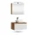 Ensemble de meubles de salle de bains ARISA blanc strié - Avec armoire de toilette « ARIA » et lavabo à poser en céramique blanche de 42 cm