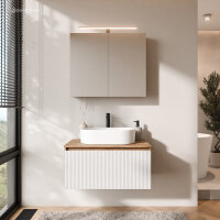 ARISA Badmöbel Set in Weiß Geriffelt - Mit...