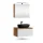 Ensemble de meubles de salle de bains ARISA en blanc strié - Avec armoire de toilette « ARIA » et lavabo à poser en céramique noir de 60 cm