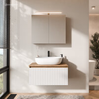 ARISA Badmöbel Set in Weiß Geriffelt - Mit...