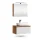 Ensemble de meubles de salle de bains ARISA en blanc strié - Avec armoire de toilette « ARIA » et lavabo à poser en céramique blanche de 60 cm