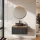 ARISA Bathroom Furniture Set, Black Ribbed – With Veluna LED Mirror and Black Ceramic Countertop Sink (42 cm)