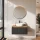 ARISA Bathroom Furniture Set, Black Ribbed – With Veluna LED Mirror and White Ceramic Countertop Sink (42 cm)