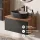 ARISA Bathroom Furniture Set, Black Ribbed – With Veluna LED Mirror and White Ceramic Countertop Sink (55 cm)