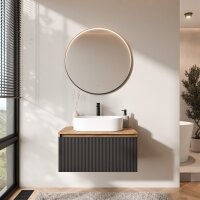 ARISA Badmöbel Set Schwarz Geriffelt – Mit...