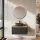 Ensemble de meubles de salle de bains ARISA noir – Avec miroir LED Veluna et vasque à poser en céramique noire de 42 cm