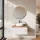 ARISA Bathroom Furniture Set, White Ribbed – With Veluna LED Mirror and White Ceramic Countertop Sink (42 cm)