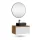 Ensemble de meubles de salle de bains ARISA blanc strié – Avec miroir LED Veluna et vasque à poser en céramique noire de 55 cm