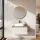 ARISA Bathroom Furniture Set, White Ribbed – With Veluna LED Mirror and White Ceramic Countertop Sink (60 cm)