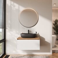 ARISA Badmöbel Set Weiß Geriffelt – Mit...