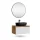 Ensemble de meubles de salle de bains ARISA blanc strié – Avec miroir LED Veluna et lavabo à poser en céramique noir de 60 cm
