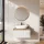 ARISA Bathroom Furniture Set, White Ribbed – With Veluna LED Mirror and White Ceramic Countertop Sink (60 cm)