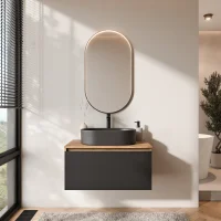 Set di mobili da bagno ARISA nero – Con specchio a...